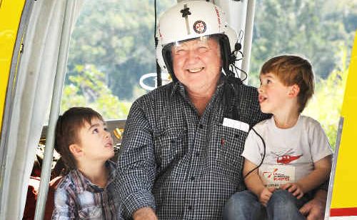Lionel Roy of Roseberry Creek, Kyogle was rescued in 1983 and is pictured here with brothers Jackson Falvey,5 (left) and his brother Harry Falvey,3 who also are both also former patients of the service. Lionel Roy of Roseberry Creek, Kyogle was rescued in 1983 and is pictured here with brothers Jackson Falvey,5 (left) and his brother Harry Falvey,3 who also are both also former patients of the service.